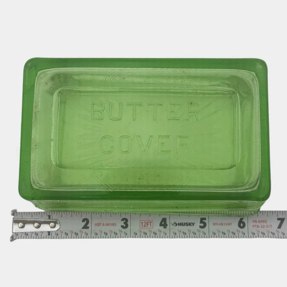 Hazel Atlas Uranium Glass Butter Cover Dish Lid Green Depression UV Glow Vintage